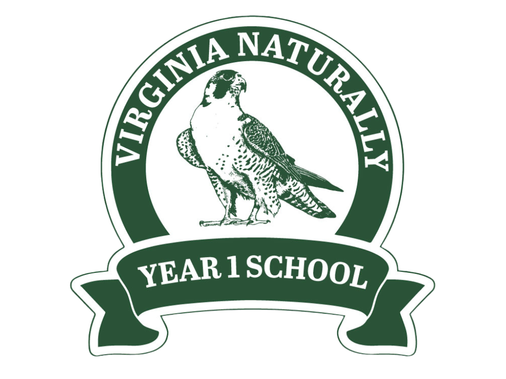 Virginia naturally logo which is a falcon