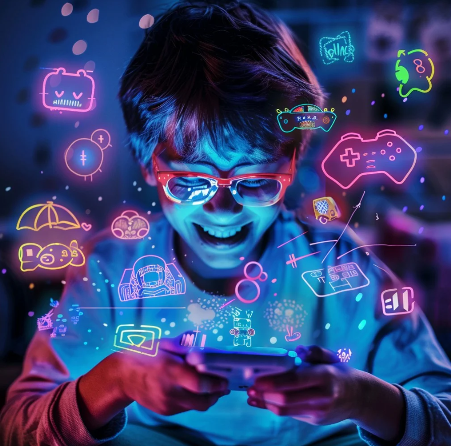 child holding game controller