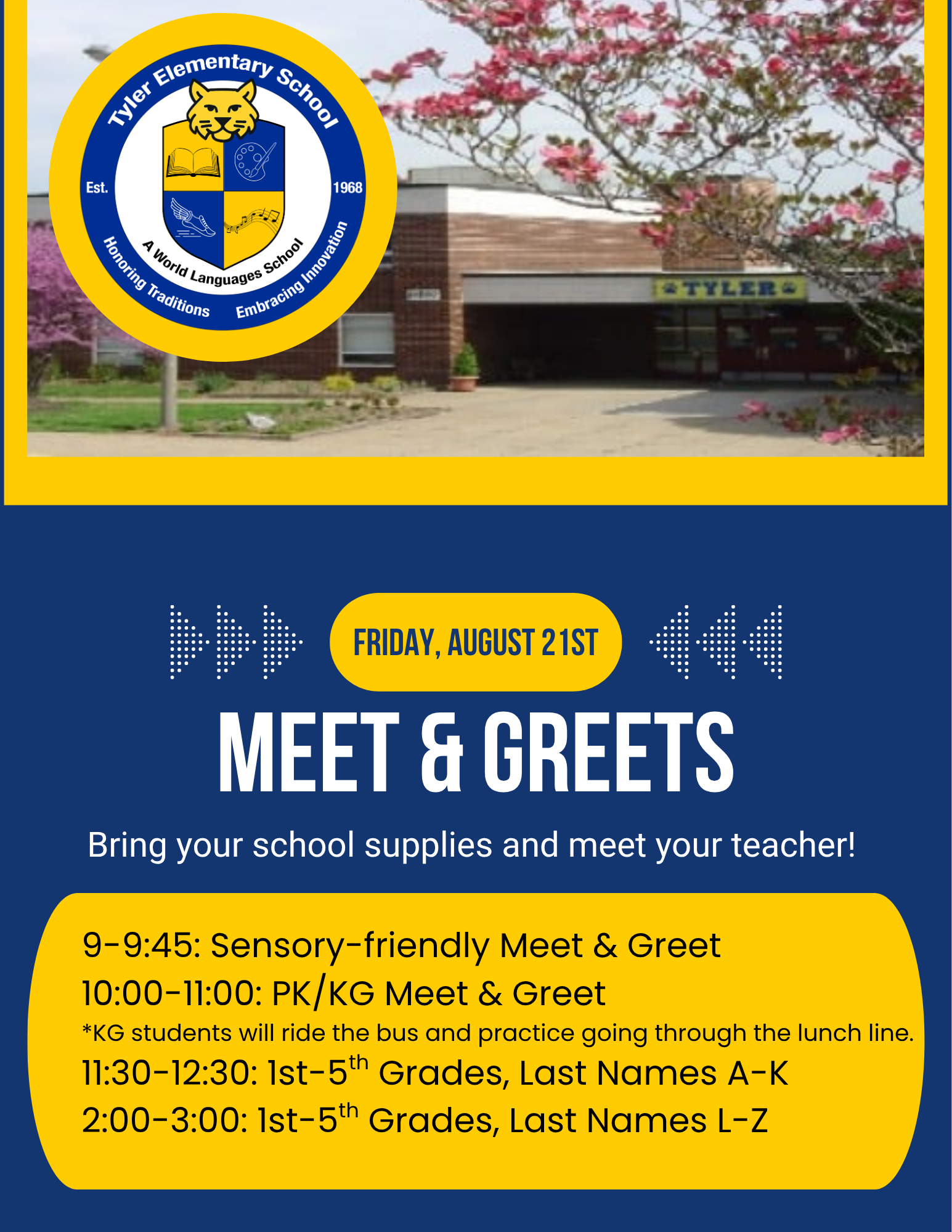 flyer with information about meet and greet event; all details are types underneath the image 